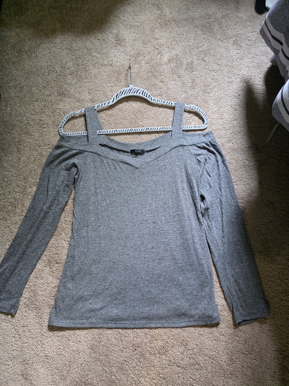 Soprano Gray Off-Shoulder Long Sleeve Top